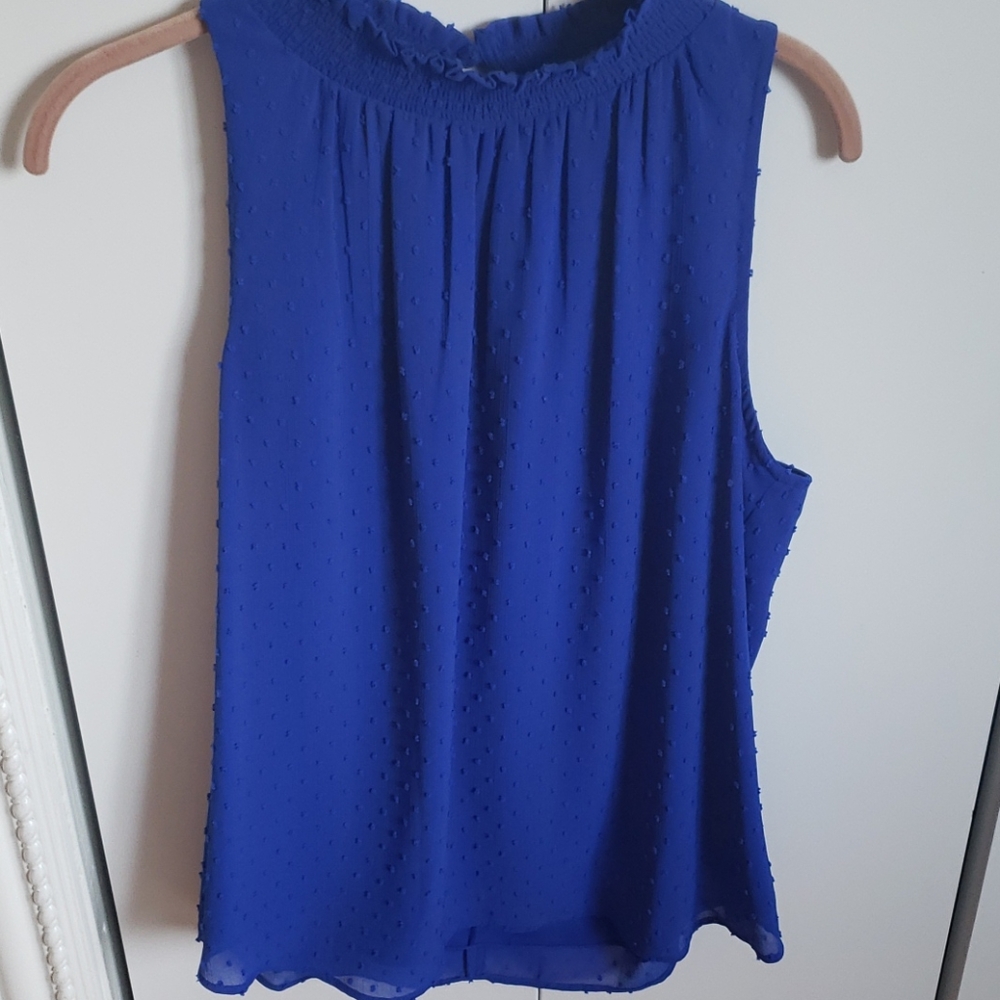 Swiss dot overlay blouse